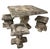 1980s Vintage Cast Stone Garden Dining Set With Dolphin Pedestal Table & Three Matching Stools For Sale - Image 5 of 12