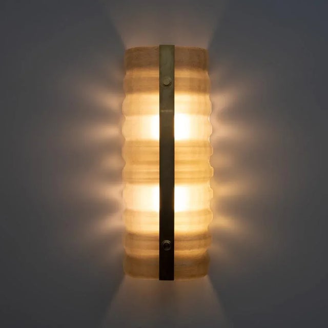 Italian Modern Brass and Smoke Murano Glass Wall Sconces, 2000s, Set of 2 For Sale - Image 3 of 11