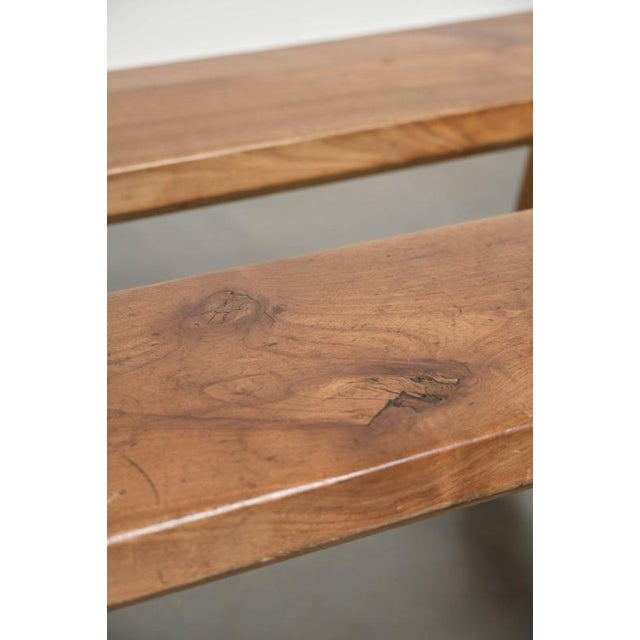 Antique French Wooden Farmhouse Benches, Set of 2 For Sale - Image 13 of 14