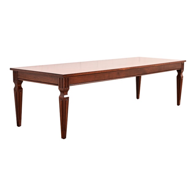 Baker Furniture French Regency Louis XVI Carved Walnut Coffee Table or Cocktail Table, Newly Refinished For Sale