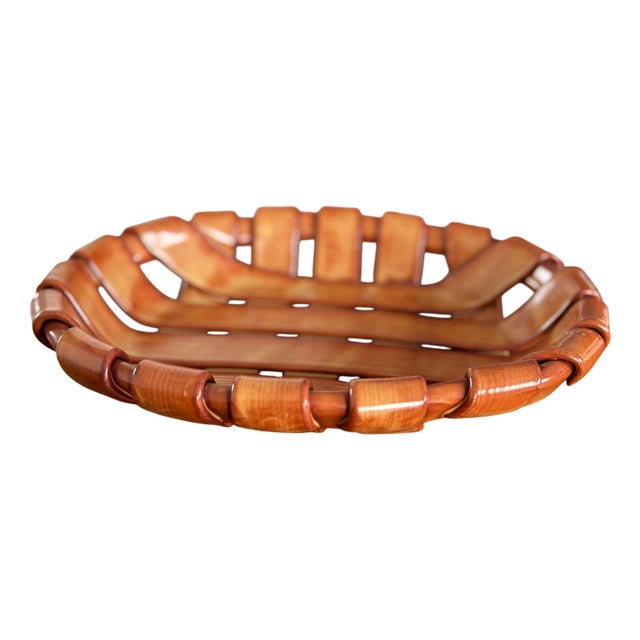 Vintage Italian Woven Ceramic Fruit Bowl, 1960s For Sale