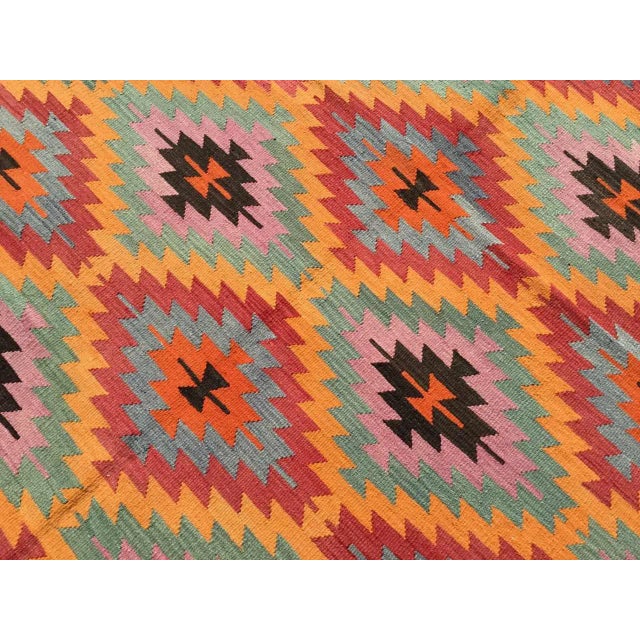Vintage Diamond Design Kilim Rug - 63" X 106" For Sale In Raleigh - Image 6 of 10