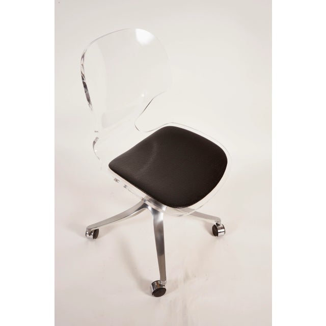 1970s Lucite and Aluminum Based Swivel Office Chair by Hill Manufacturing For Sale - Image 9 of 12