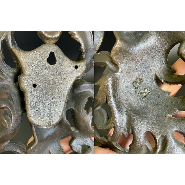 Antique Bronze French Lady Sculptural Wall Match Holder For Sale - Image 10 of 12