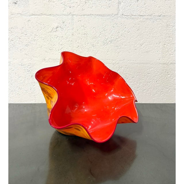 Vintage Murano Hand Blown Art Glass Bowl After Chihuly “Macchia” For Sale - Image 4 of 8