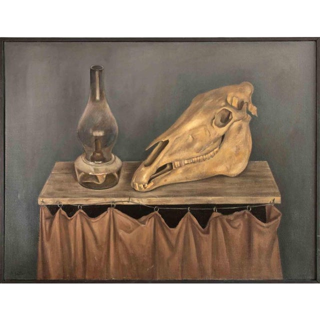 Unknown, Still Life with Skull, Oil on Canvas, Framed For Sale - Image 5 of 5