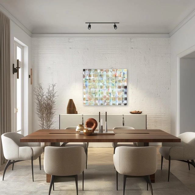 Textile Big Golden Fields - Colorful Abstract Geometric Painting Original Artwork by Petra Rös-Nickel For Sale - Image 7 of 9