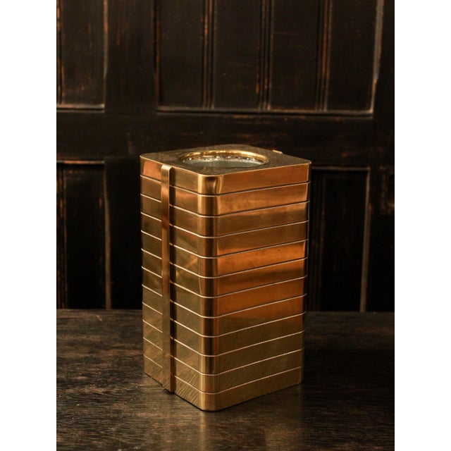 Italian Architectural Gilt Ribbed Brass Bottle Cooler, 1970s For Sale - Image 4 of 7