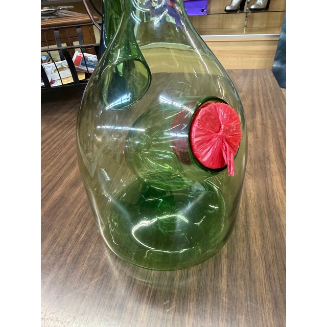 Vintage Italian Demijohn Green Glass Wine Decanter with Plugs and Ice Chamber Excellent condition with Original sticker...