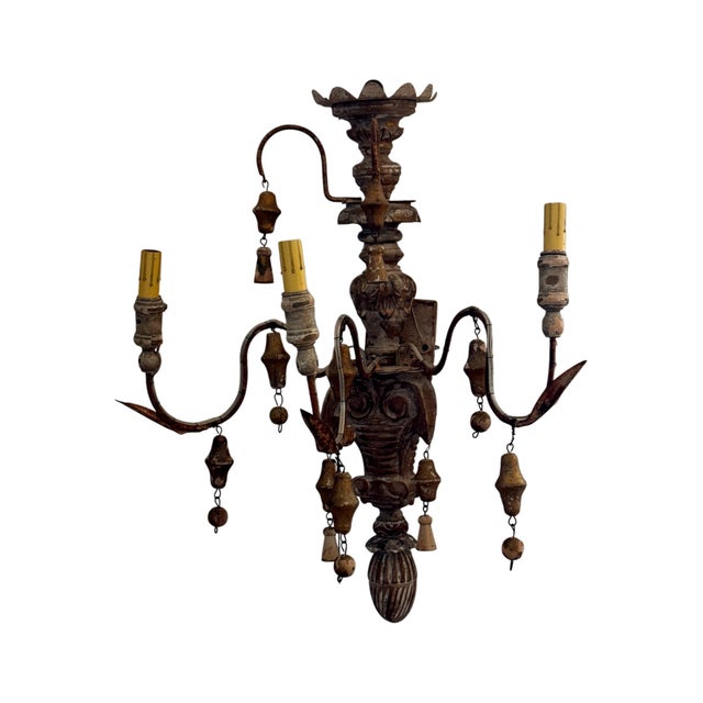 Italian 1920s Decorative Wall Sconces With Hanging Bells - a Pair For Sale - Image 3 of 15