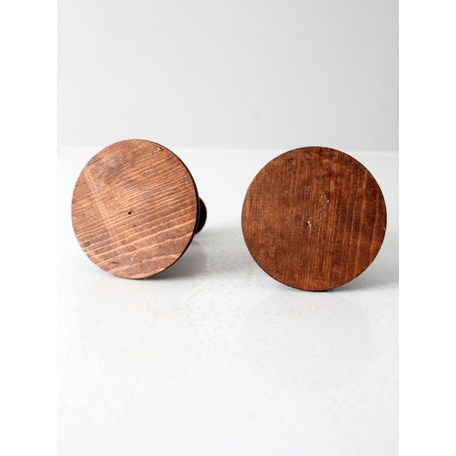 Vintage Wooden Candle Holders Pair For Sale - Image 6 of 10