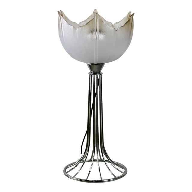 Space Age Lamp with Glass Reflector & Metal Base, 1970s For Sale