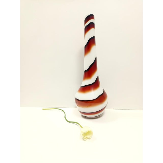 1970s Large Vintage Black and White Glass Vase attributed to Carlo Moretti, 1970s For Sale - Image 5 of 12