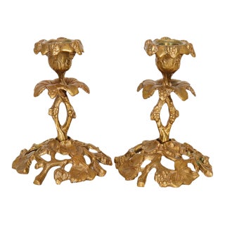 Glo-Mar of New York Grape & Vine Candlesticks - a Pair For Sale