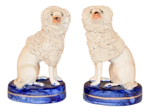 Pair of Vintage English Staffordshire Style Poodles