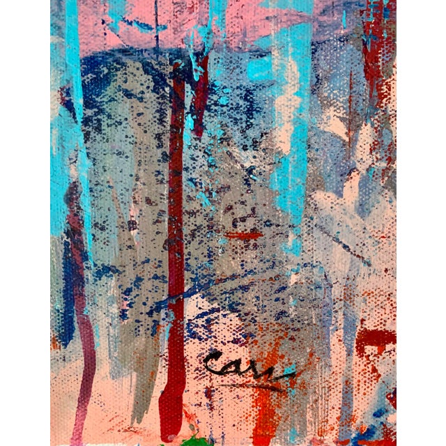 2020s Original Signed Abstract Painting Blues Reds by Arlene Carr For Sale - Image 5 of 6