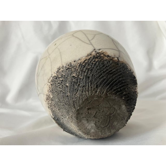 Vintage White Raku Vase For Sale - Image 4 of 7