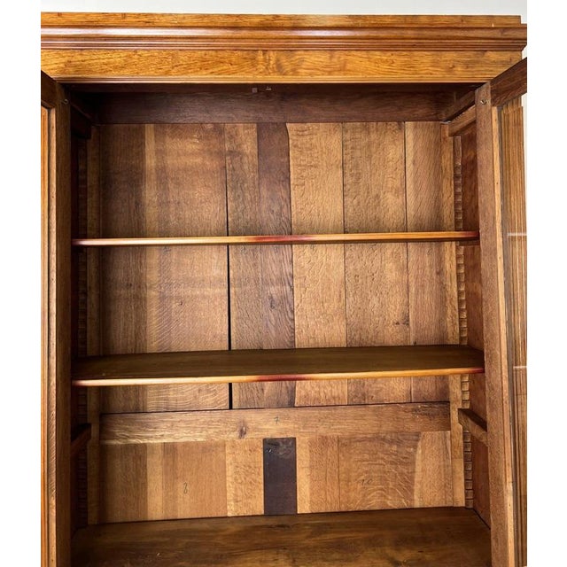 Antique French Glazed Walnut Display Bookcase For Sale - Image 12 of 15