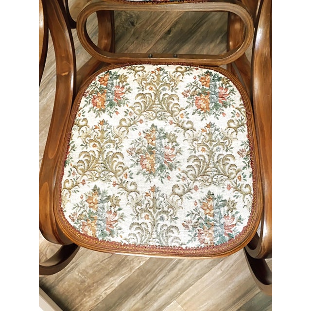 1970s Price Products Ornate Tapestry Upholstered Bentwood Rocking Chair For Sale In Savannah - Image 6 of 11