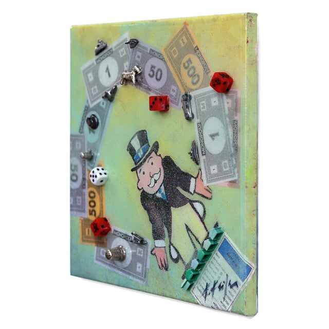 Contemporary Uncle Pennybags - Original Monopoly Icon Mixed Media Pop Art on Canvas For Sale - Image 3 of 9