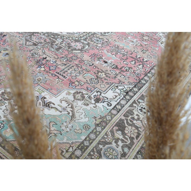 Pink 1970s Vintage Persian Handmade Wool Cotton Light Pink Area Rug For Sale - Image 8 of 11