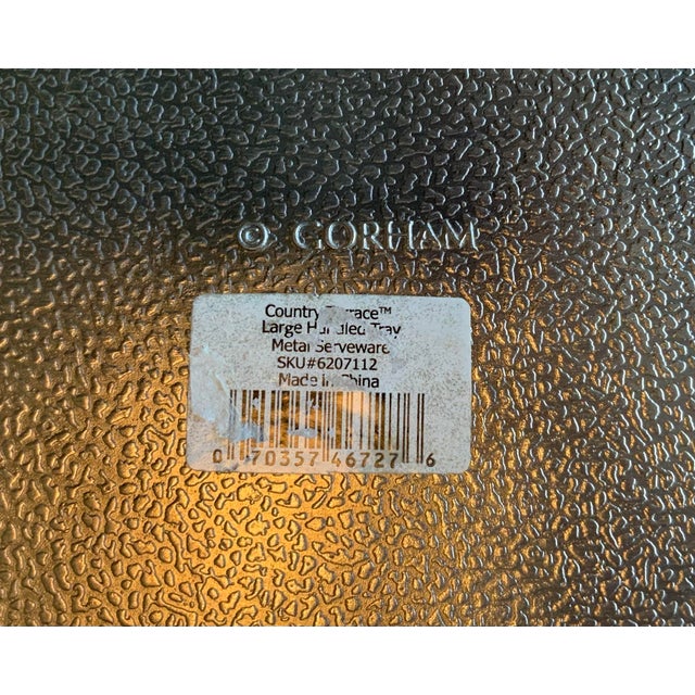 1990s Gorham “Country Terrace” Oversized Handled Serving Tray - Discontinued Hollowware, Fruit & Basketweave Relief - French Country Decor For Sale In New Orleans - Image 6 of 6