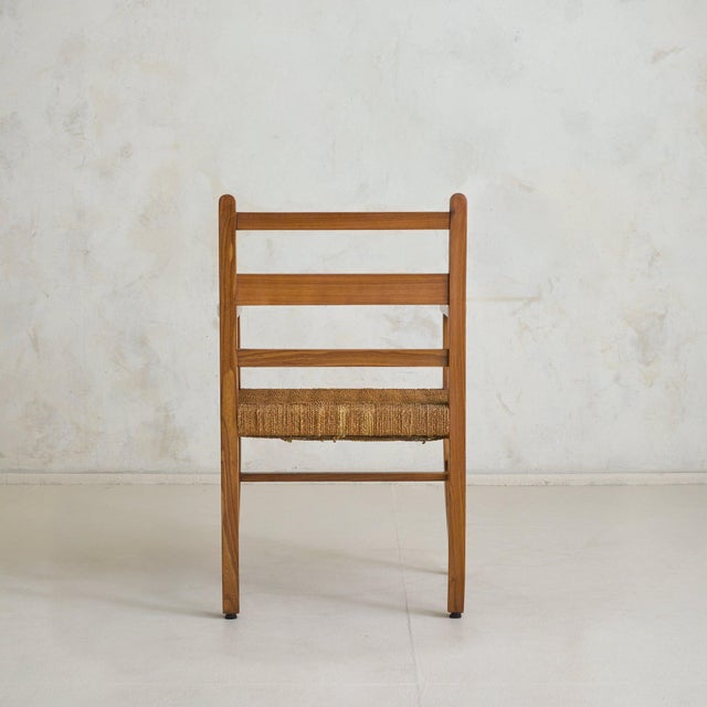 Mid-Century Modern French Wood + Rope Armchair with Ottoman, 1950s For Sale - Image 3 of 10