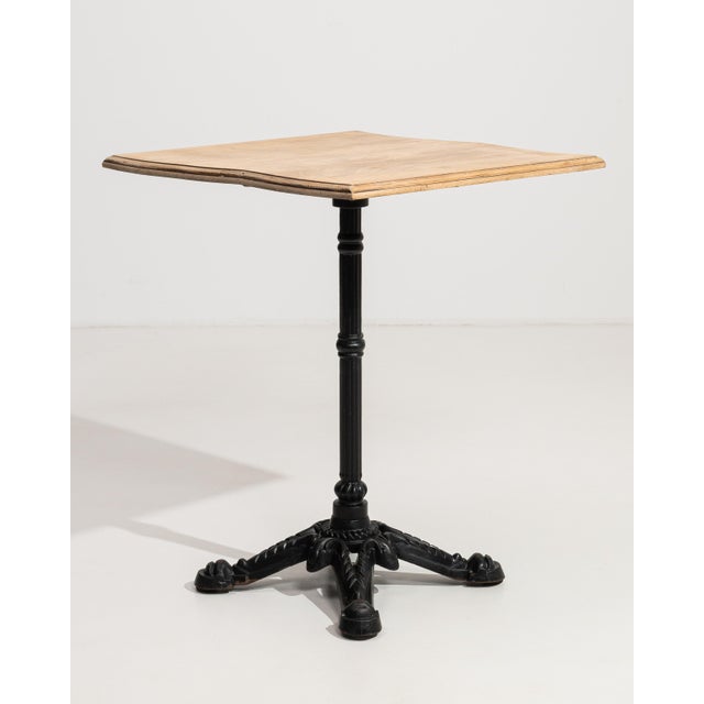 Mid 20th Century Cast Iron Bistro Table with Oak Top, Antique, France, 20th Century For Sale - Image 5 of 13