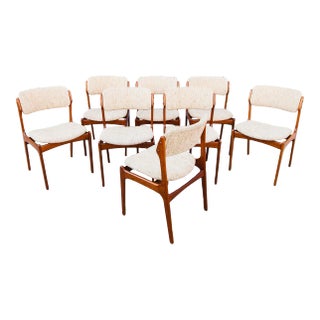 1980s Vintage Danish Teak Dining Chairs by Erik Buck - Set of 8 For Sale