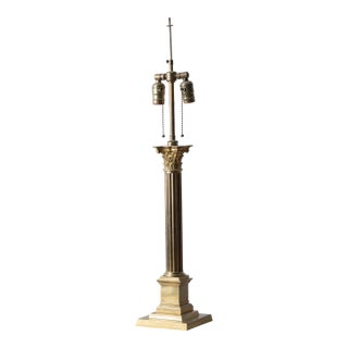Brass Corinthian Column Lamp, 19th Century For Sale