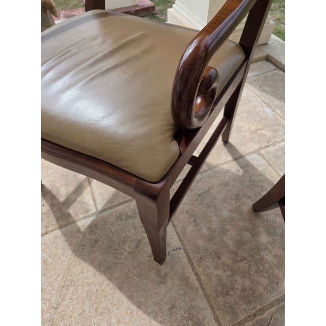 Textile Pair of Neoclassical Style Armchairs With Leather Upholstery For Sale - Image 7 of 12
