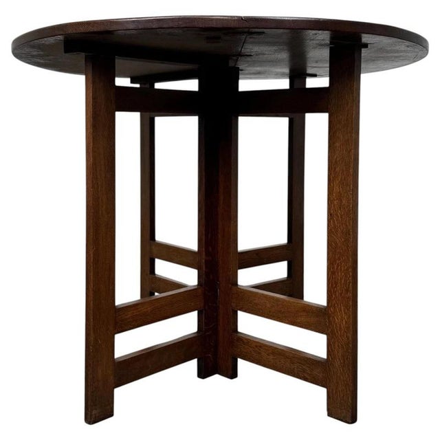 Brown Antique Early 20th Century Arts and Crafts Oak Gateleg Side Table For Sale - Image 8 of 12
