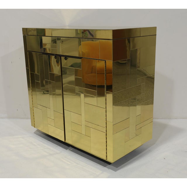 Brass Paul Evans Cityscape Bar Cart in Brass For Sale - Image 8 of 11