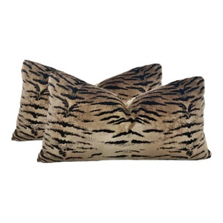 Animalia Velvet Tiger Lumbar Pillows - a Pair For Sale