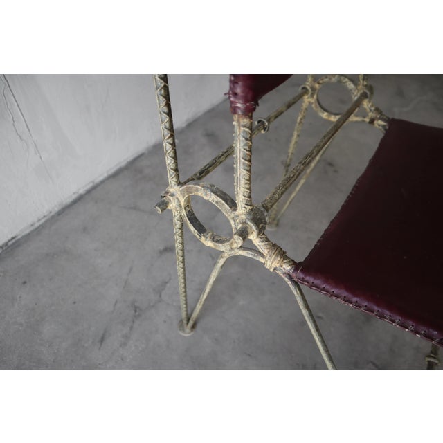 Brown Ilana Goor Handwrought Metal and Leather Dining Chairs For Sale - Image 8 of 11