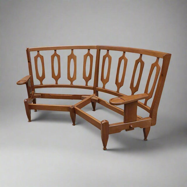 1960s Modernist Oak Sofa Designed by Guillerme et Chambron For Sale - Image 10 of 10
