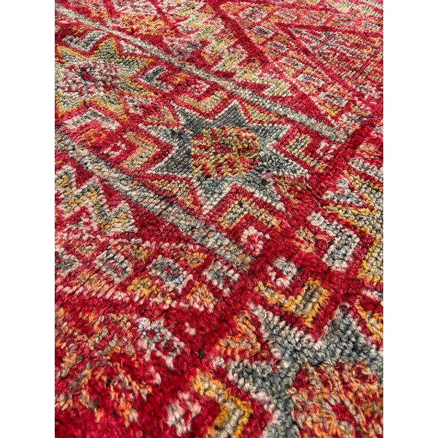 Red Vintage Boujad Berber Rug with Geometric Tribal Masterpiece, 1990s For Sale - Image 8 of 11
