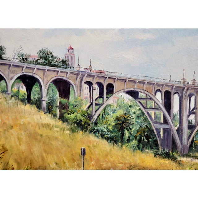 1960s Ben Abril - the Iconic Pasadena Suicide Bridge - Oil Painting For Sale - Image 5 of 12