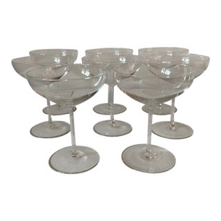 Mid 20th Century Val Saint-Lambert Coupe/Champagne Glasses, Laeken- Set of 8 For Sale