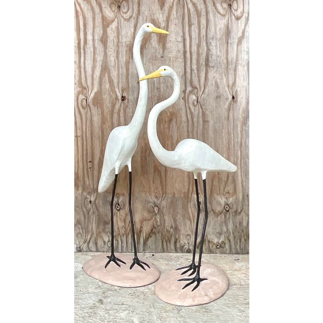Vintage Boho Concrete Cranes - a Pair For Sale In West Palm - Image 6 of 6