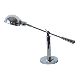 Sergio Asti Style Boom Arm Desk Lamp in Polished Chrome For Sale
