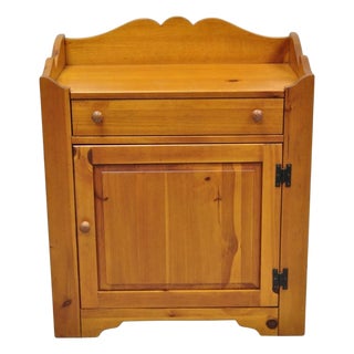 Vintage Broyhill Usa Colonial Style Pine Wood Washstand Side Table Cabinet For Sale
