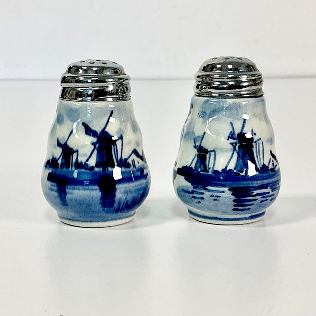 1940s Vintage Delft Rustic European Salt & Pepper Shakers - A Pair For Sale - Image 9 of 9