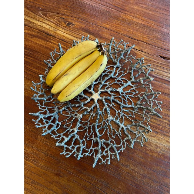 Vintage 15” Faux Coral Metal Shallow Bowl For Sale - Image 14 of 18