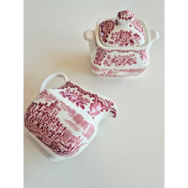 Vintage English Sugar Bowl and Creamer Set by Enoch Wedgwood, 1960s, Set of 2 For Sale - Image 6 of 8
