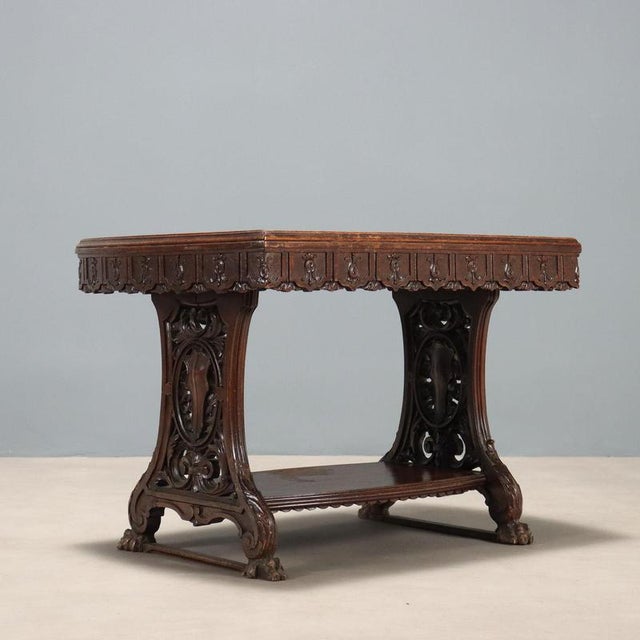 Brown Walnut Center Table with Marble Top For Sale - Image 8 of 9