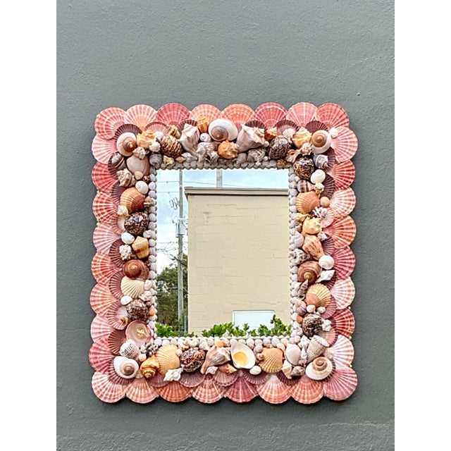 Vintage Boho Shell Encrusted Mirror For Sale - Image 10 of 12