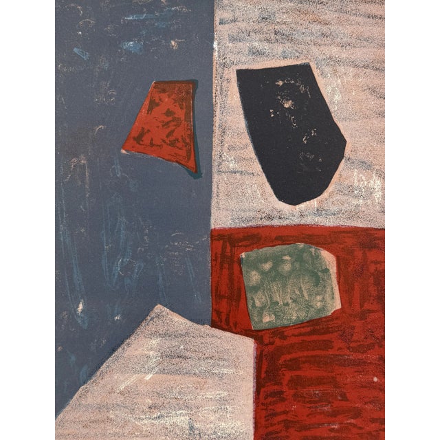 Serge Poliakoff, Pink, Red and Blue Composition, 1958, Original Lithograph For Sale