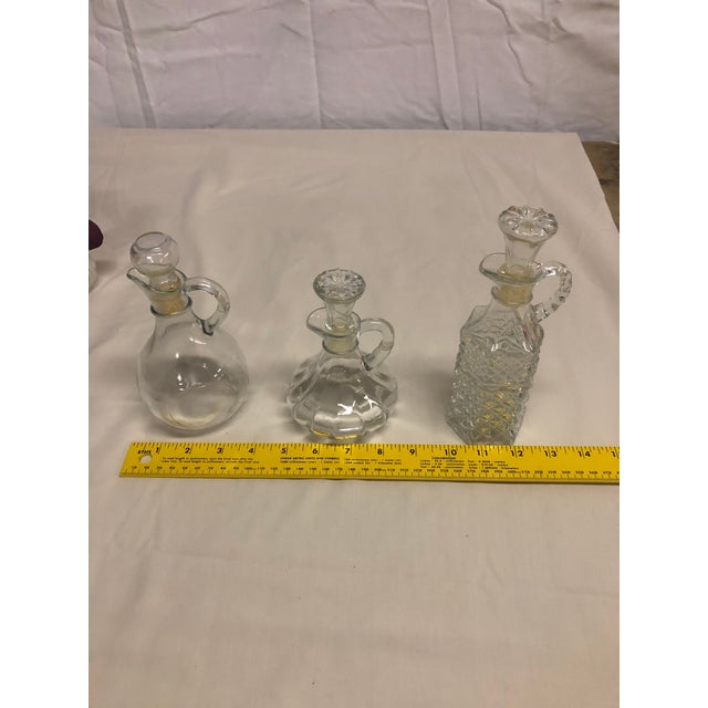 1970s Crystal Clear Glass Cruets With Stoppers Set of 3 Chairish
