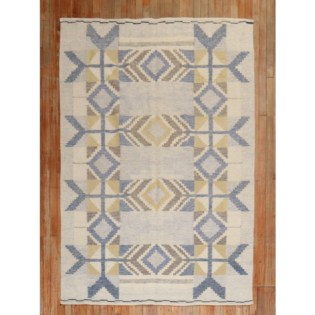 Mid 20th Century Abstract Swedish Kilim - 5'2" x 7'10" For Sale - Image 9 of 9